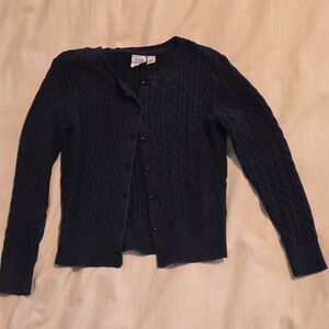 GAP Kids - Girls Size S (6-7) Navy Cable Knit Button-Up Cardigan